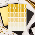 Personalizowana Kartka na urodziny z kolorowym napisem urodziny w żółtych odcieniach - Yellow Theme